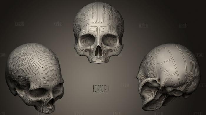 Labyrinth Skull stl model for CNC
